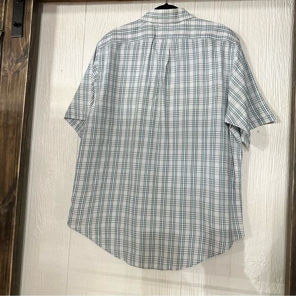 Ralph Lauren Vintage Plaid Button Front Short Sleeve Shirt Flag Logo Size Large - Picture 3 of 4
